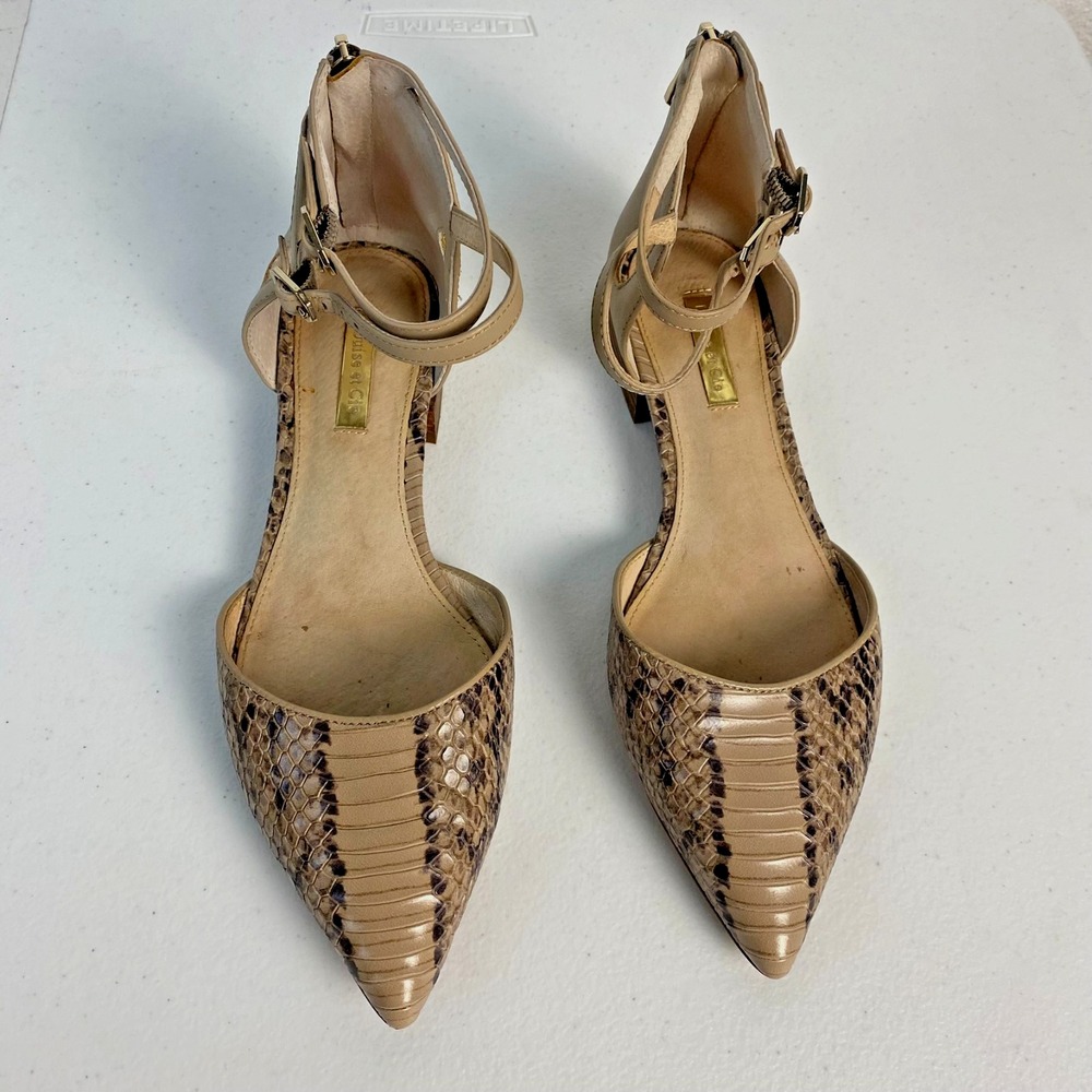Louise et Cie Carlen Snake Animal Print  Flats Sandal Ankle‎ Strap Size 6.5M 37